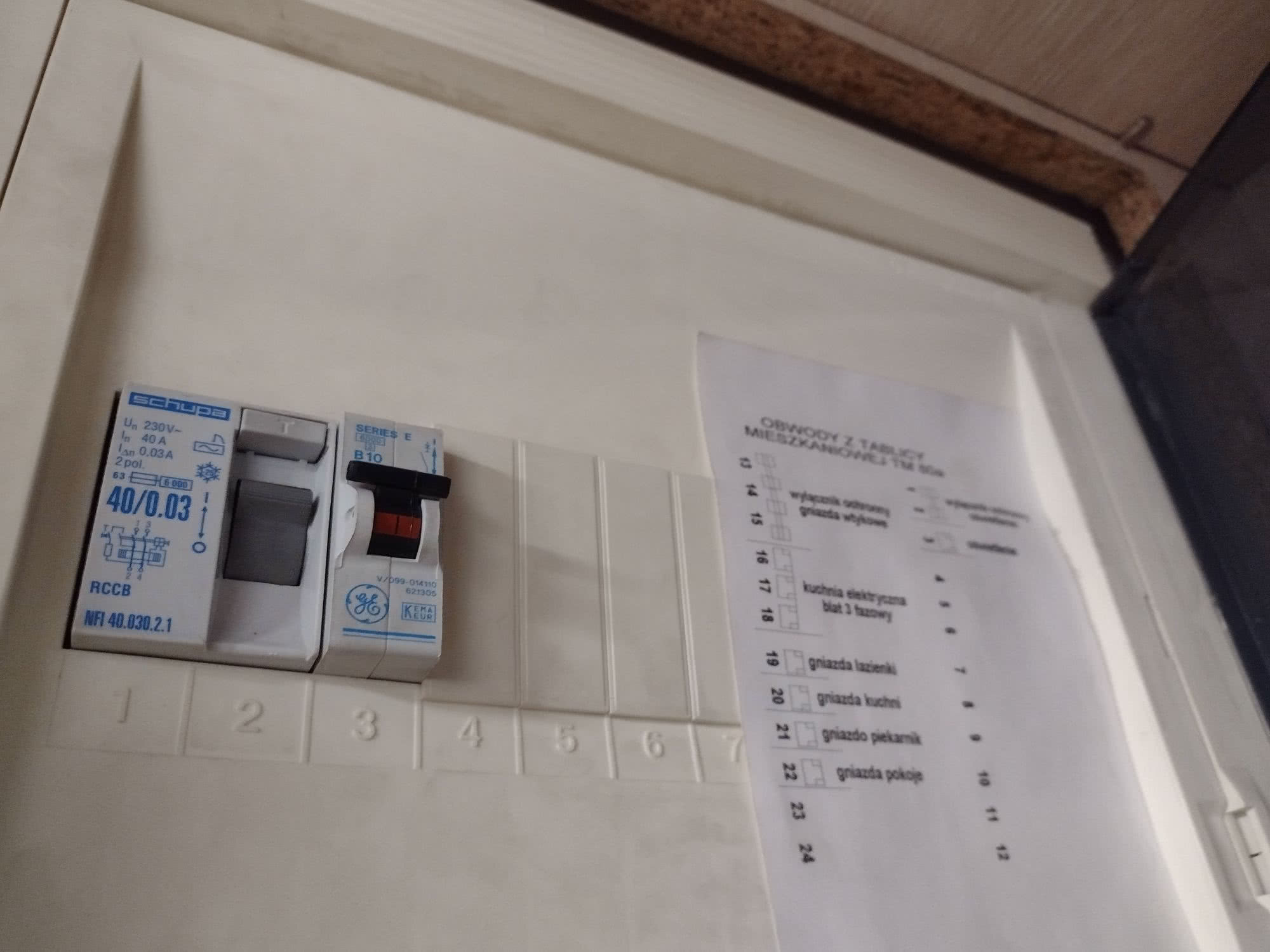 Modułowy wyłącznik nadprądowy i różnicowo-prądowy w tablicy rozdzielczej mieszkania w bloku. fot. Aleksander Rembisz Modułowy wyłącznik nadprądowy i różnicowo-prądowy w tablicy rozdzielczej mieszkania w bloku. fot. Aleksander Rembisz