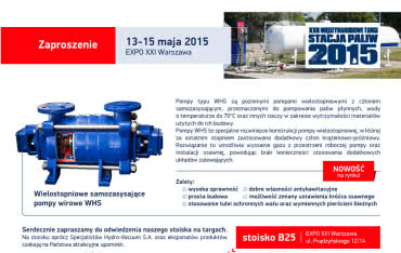 Hydro-Vacuum S.A. zaprasza na targi STACJA PALIW 2015