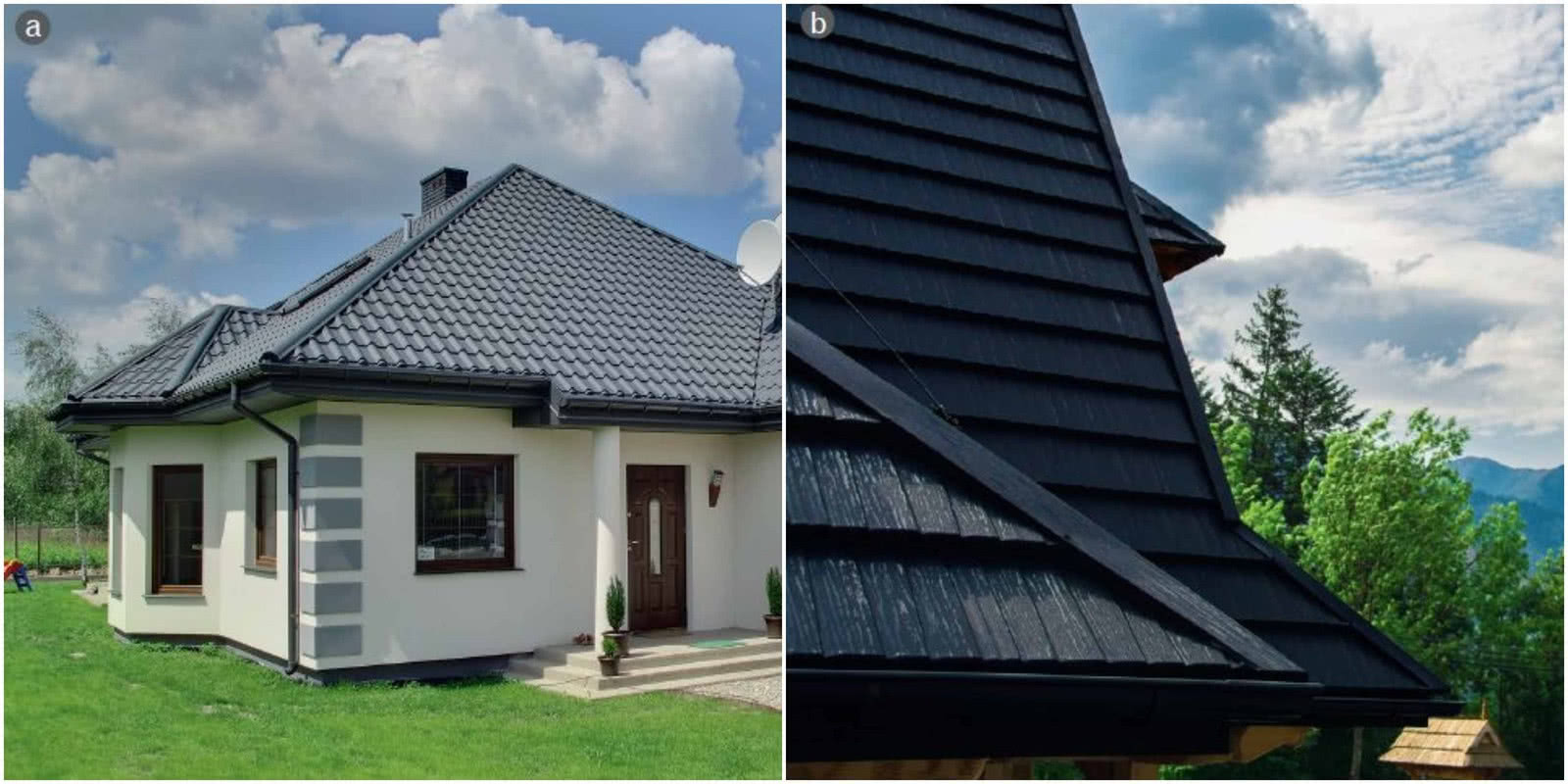 Pokrycia blaszane imitujące dachówkę i gont.