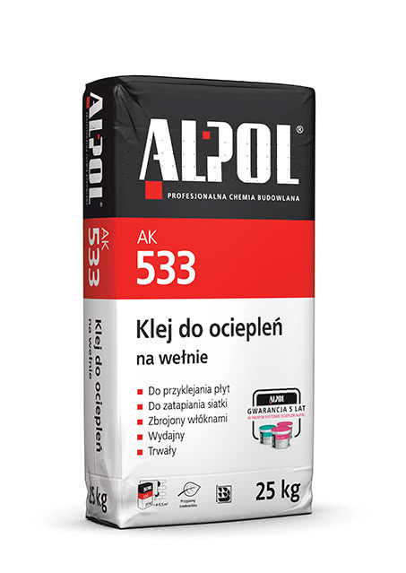 Klej do ociepleń na wełnie AK 533