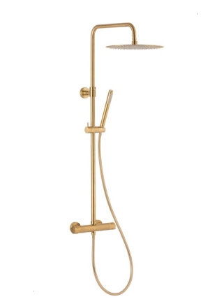 MOZA BRUSHED GOLD deszczownia z baterią termostatyczną